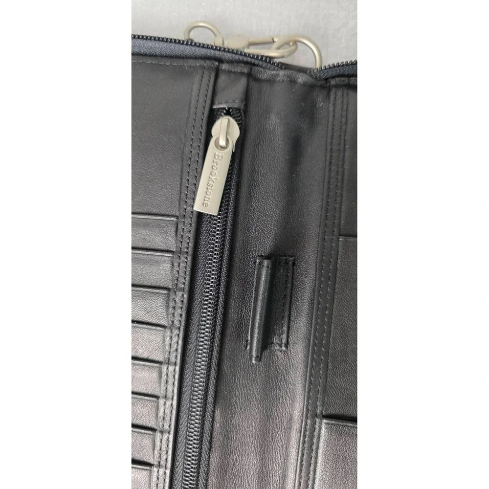 Brookstone Travel Wallet Soft Black Nappa Leather For Passport Air Tickets Cards